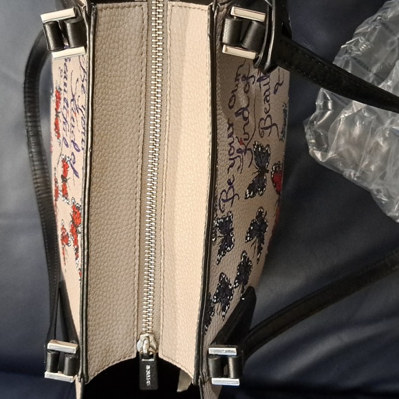 Hand Crafted Painted Leather Bag Tote Butterflies - Picture 14 of 17